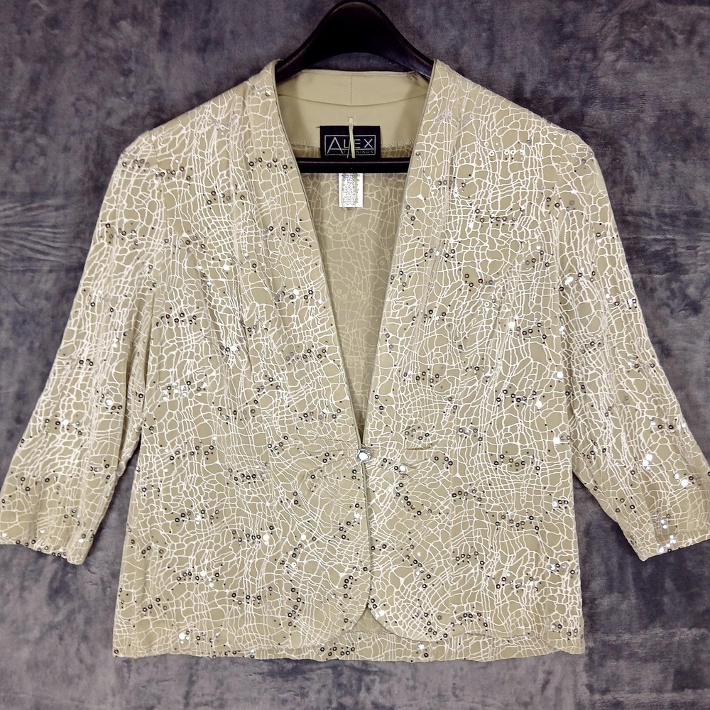 Alex Evenings Jacket Womens Large Beige Sequin 2 Piece Tank Top Set‎ Formal